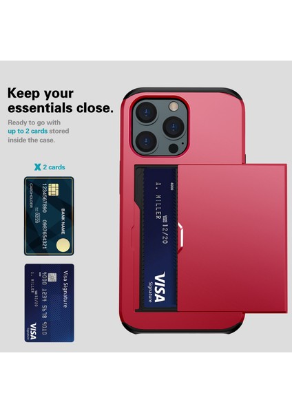 iPhone 15 Pro Tpu + Pc Çift Katmanlı Telefon Koruyucu Kılıf Slayt Kartı Tutucu Telefon Kapağı (Yurt Dışından) modelleri
