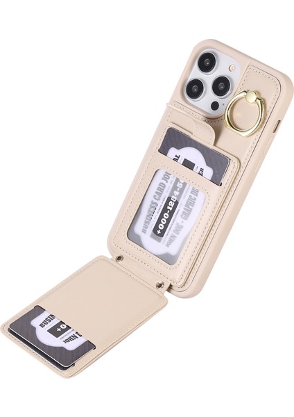 iPhone 15 Pro Pu Deri+Tpu Kapak Telefon Kabuk Kart Tutucu Cep Telefonu Kapağı (Yurt Dışından)