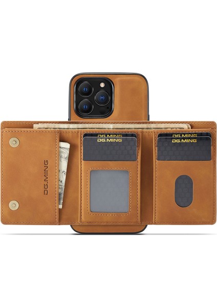 iPhone 15 Pro Magnetic Cüzdan Telefon Kılıfı Pc+Tpu+Pu Şok Geçirmez Kickstand Cover (Yurt Dışından)