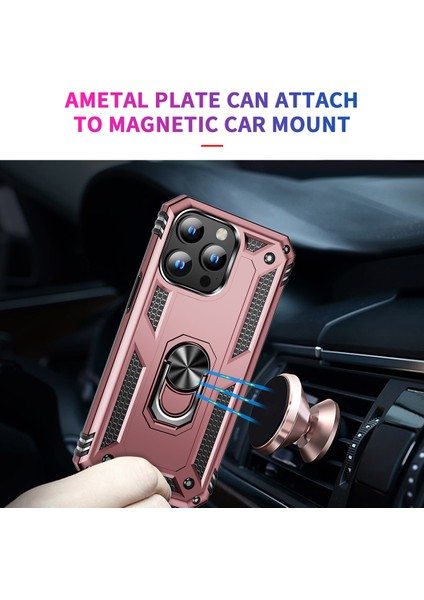 iPhone 15 Pro Max Telefon Kılıfı Pc+Tpu Kickstand Kapak Dahili Manyetik Tutucu Metal Sayfası (Yurt Dışından) fiyatları