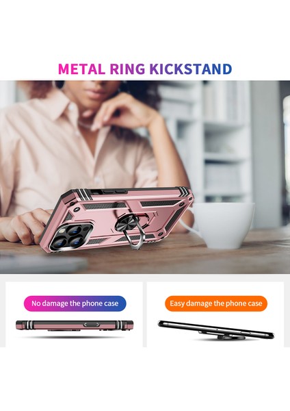 iPhone 15 Pro Max Telefon Kılıfı Pc+Tpu Kickstand Kapak Dahili Manyetik Tutucu Metal Sayfası (Yurt Dışından) modelleri