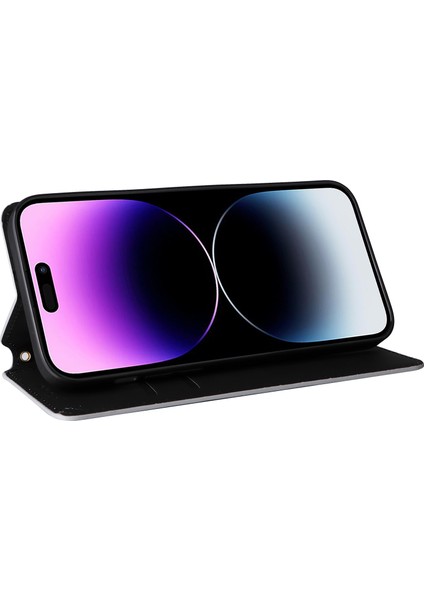 iPhone 15 Pro Max Deri Cüzdan Kılıfı, Eşkenar Dörtgen, Basılmış Stant Koruyucu Telefon Kapağı (Yurt Dışından)