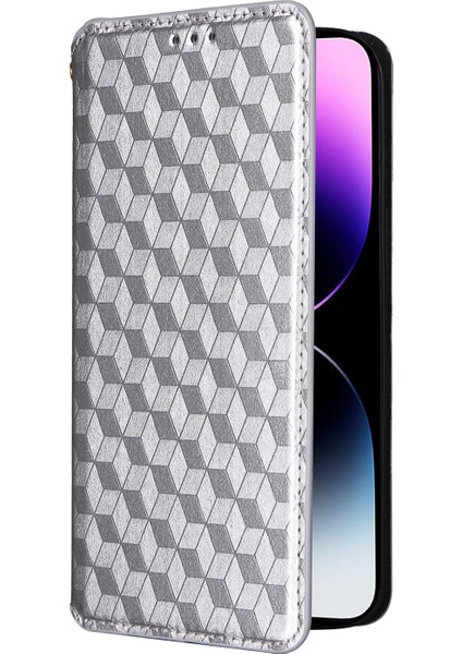 iPhone 15 Pro Max Deri Cüzdan Kılıfı, Eşkenar Dörtgen, Basılmış Stant Koruyucu Telefon Kapağı (Yurt Dışından)