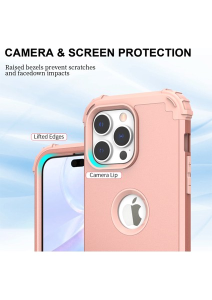iPhone 15 Pro Max 3'ü 1 Arada Pc+Silikon Telefon Kılıfı Düşmeyi Önleyici Cep Telefonu Kapağı (Yurt Dışından) indirimleri
