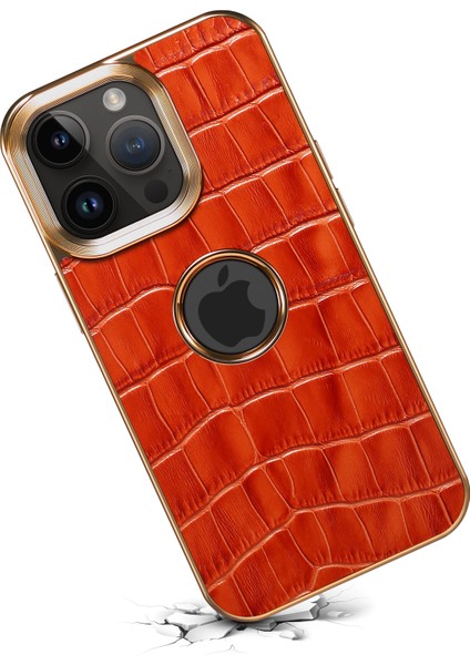 iPhone 15 Pro Max Hakiki Inek Deri Kaplamalı Kılıf Darbeye Dayanıklı Galvanik Tpu+Pc Arka Kapak (Yurt Dışından)