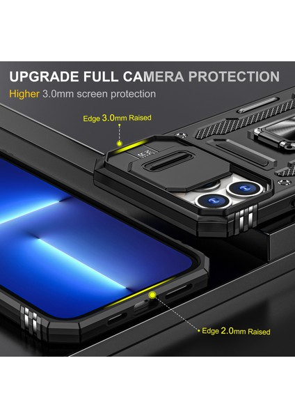 iPhone 15 Pro Max Metal Kickstand Kapak Slayt Kamera Kapağı Pc+Tpu Telefon Kasası (Yurt Dışından) modelleri