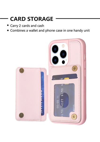 iPhone 15 Pro Max Cep Telefonu Kapağı, Kickstand Card Tutucu Telefon Kabuğu Tpu+Pu Deri Kılıf (Yurt Dışından)