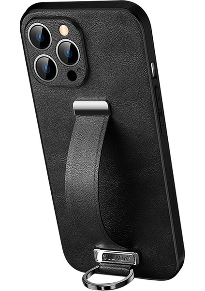 iPhone 15 Pro Max Case Crazy Horse Texture Pu+Pc+Tpu Telefon Kabuğu Strap Kickstand (Yurt Dışından)