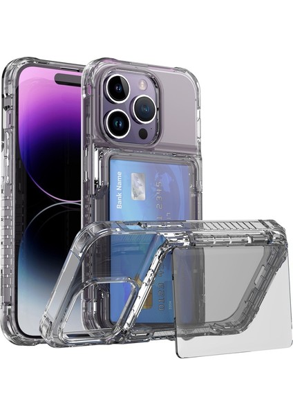 iPhone 15 Pro Max Toz Groopt Cep Telefon Kickstand Card Tutucu Temiz Pc + Tpu Telefon Kapağı (Yurt Dışından)