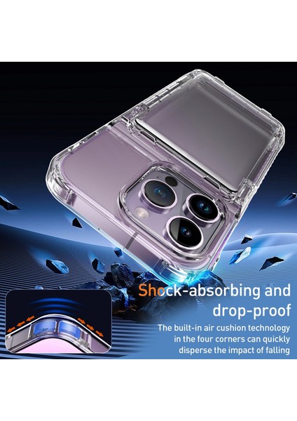 iPhone 15 Pro Max Toz Groopt Cep Telefon Kickstand Card Tutucu Temiz Pc + Tpu Telefon Kapağı (Yurt Dışından) modelleri