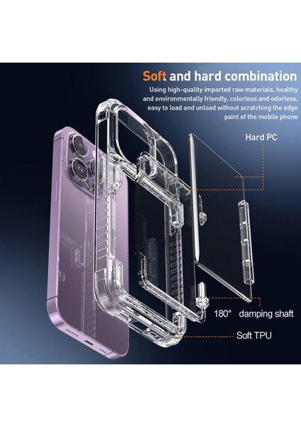 iPhone 15 Pro Max Toz Groopt Cep Telefon Kickstand Card Tutucu Temiz Pc + Tpu Telefon Kapağı (Yurt Dışından) fırsatları