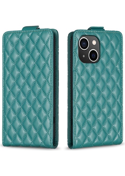 iPhone 15 Plus Dikey Flip Şok Geçirmez Kapak Pu Deri Basılı Telefon Kabuğu (Yurt Dışından)