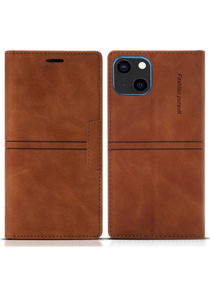 iPhone 15 Plus Pu Deri Cüzdan Telefon Kapağı Manyetik Kapanış Standı Çantası (Yurt Dışından)