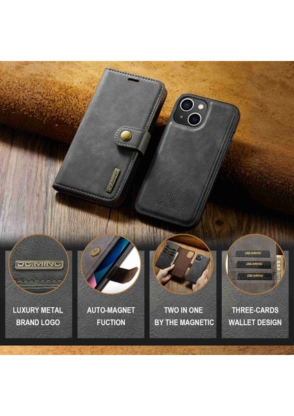 iPhone 15 Plus Ayrılabilir Manyetik Telefon Kılıfı Anti-Dorp Bölünmüş Deri Cüzdan Stand Kılıfı (Yurt Dışından) fırsatları