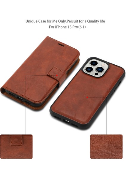 iPhone 15 Plus Manyetik Emme Cüzdan Telefon Kılıfı Ayrılabilir 2'si 1 Arada Crazy Horse Doku Pu Telefon Kapağı (Yurt Dışından)