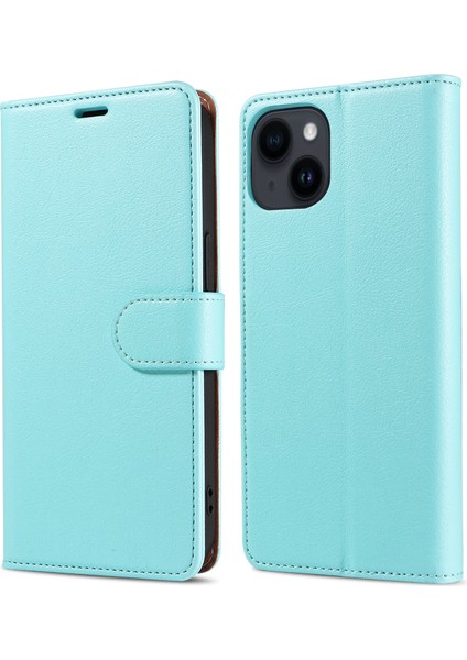 iPhone 15 Plus Cüzdan Pu Deri Stand Kapağı Manyetik Kapatma Telefon Kılıfı (Yurt Dışından)