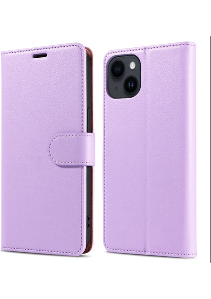 iPhone 15 Plus Cüzdan Pu Deri Stand Kapağı Manyetik Kapatma Telefon Kılıfı (Yurt Dışından)