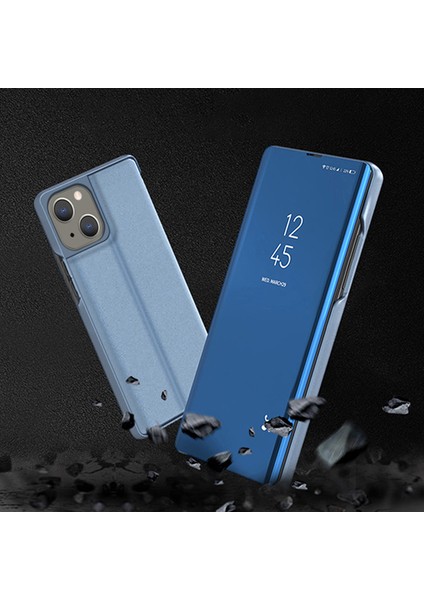 iPhone 15 Plus Pencere Aynası Yüzey Telefon Kılıfı Elektrokaplanmış Çizelge Anti Deri Kapak (Yurt Dışından)