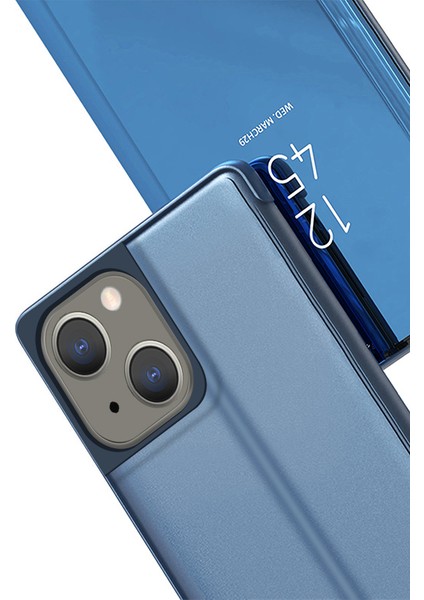 iPhone 15 Plus Pencere Aynası Yüzey Telefon Kılıfı Elektrokaplanmış Çizelge Anti Deri Kapak (Yurt Dışından)