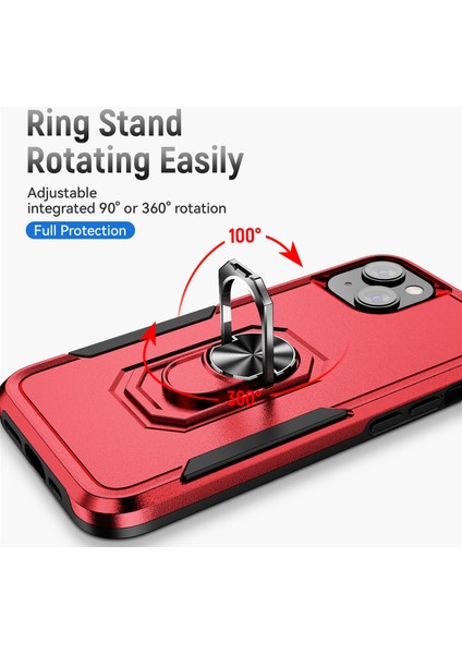 iPhone 15 Plus Ring Kickstand Pc+Tpu Back Cover Çizelge Karşıtı Telefon Kılıfı (Yurt Dışından)