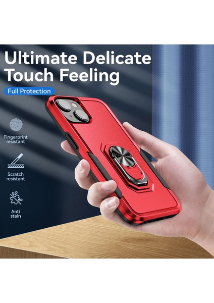 iPhone 15 Plus Ring Kickstand Pc+Tpu Back Cover Çizelge Karşıtı Telefon Kılıfı (Yurt Dışından)