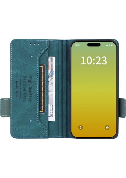 iPhone 15 Plus Kırpma Önleme Kapağı Donanım Dekoru Telefon Kılıfı Pu Deri Cüzdan Stand Kabuğu (Yurt Dışından)