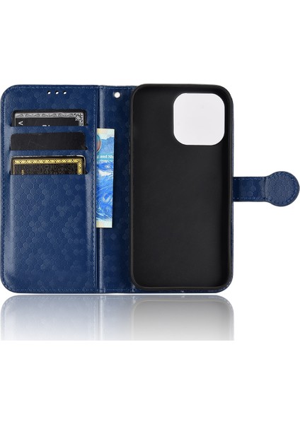iPhone 15 Plus Pu Deri Anti-Damla Telefon Kasası Nokta Dot Baskılı Cüzdan Standı Kapağı (Yurt Dışından)