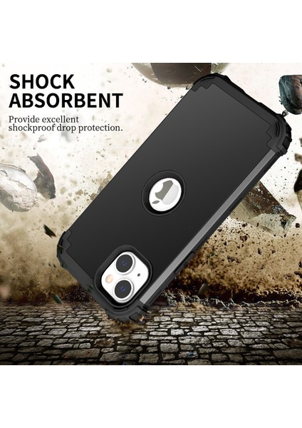 iPhone 15 Plus Pc+Silikon 3'ü 1 Arada Telefon Kılıfı Kalınlaştırılmış Köşe Şok Geçirmez Telefon Kapağı (Yurt Dışından)