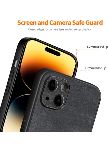 iPhone 15 Plus Telefon Kasası Retro Doku Deri + Pc Kapağı (Yurt Dışından)
