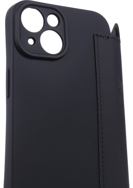 iPhone 15 Kart Tutucu Kickstand Sıvı Silikon Yumru Koruma Koruyucu Kılıf Cilt Touch Telefon Kapağı (Yurt Dışından)