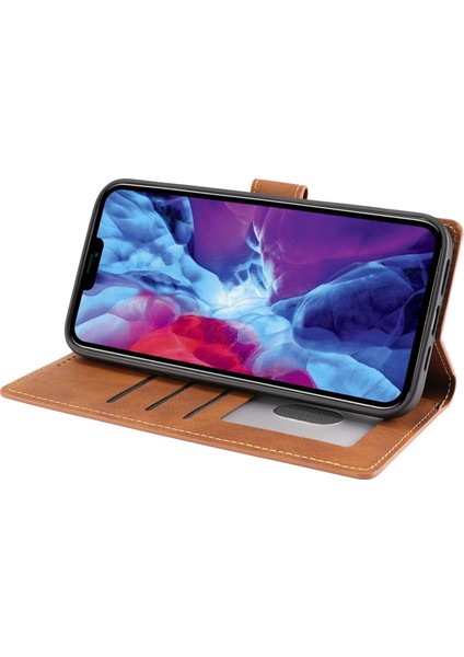 iPhone 15 Plus Slim Fit Cep Telefonu Kılıfı Manyetik Stand Cüzdan Pu Deri Telefon Kapağı Kayışlı (Yurt Dışından)