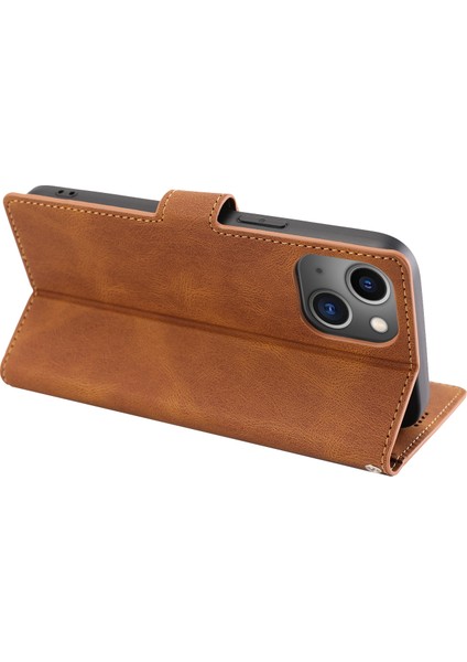iPhone 15 Plus Slim Fit Cep Telefonu Kılıfı Manyetik Stand Cüzdan Pu Deri Telefon Kapağı Kayışlı (Yurt Dışından)