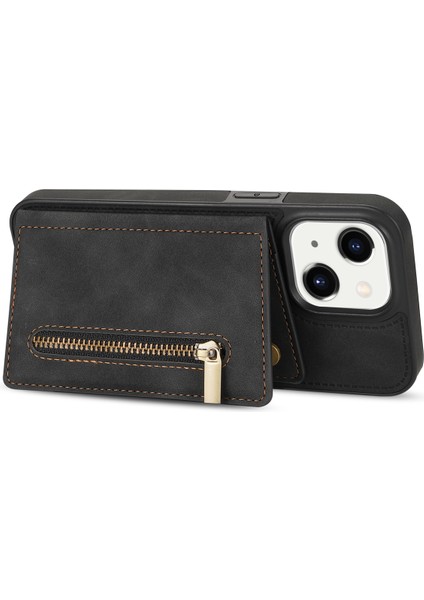 iPhone 15 Plus Zipper Cep Deri Kaplamalı Tpu Telefon Kılıfı Cüzdan Telefon Kickstand Kapak (Yurt Dışından) fırsatları
