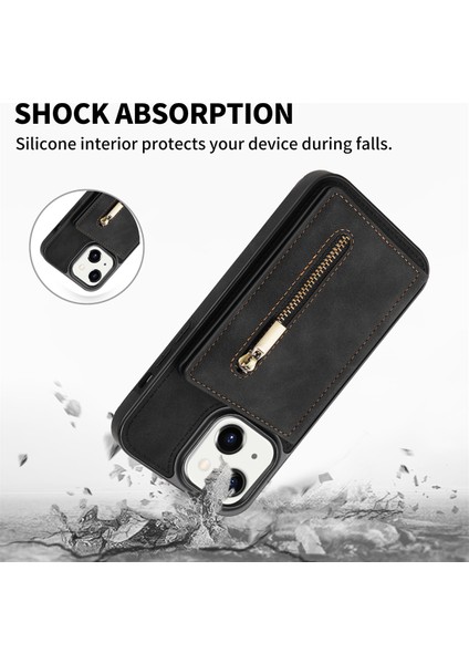 iPhone 15 Plus Zipper Cep Deri Kaplamalı Tpu Telefon Kılıfı Cüzdan Telefon Kickstand Kapak (Yurt Dışından) indirimleri