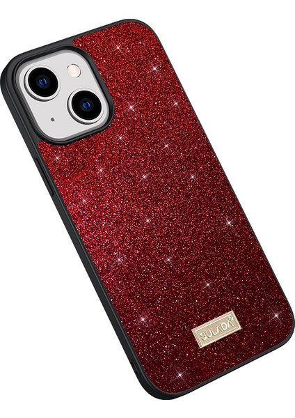 iPhone 15 Arka Kapak, Pu Deri Kaplı Pc + Tpu Glitter Pulins Telefon Kılıfı (Yurt Dışından)