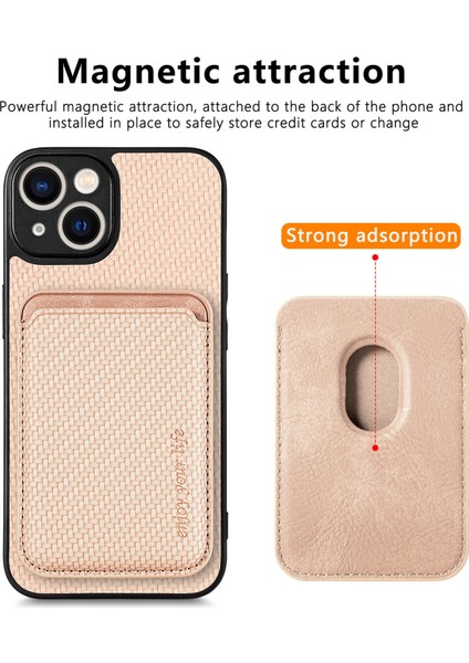 iPhone 15 Plus Söndürülebilir Telefon Kılıfı Karbon Fiber Manyetik Kart Tutucu Deri+Pc+Tpu Kapak (Yurt Dışından) modelleri