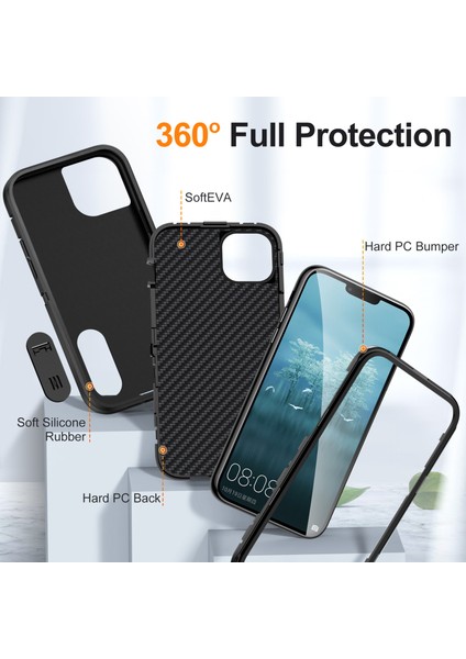 iPhone 15 Şok Geçirme Kılıf Anti-Drop Cep Telefonu Kickstand Kapak (Yurt Dışından)