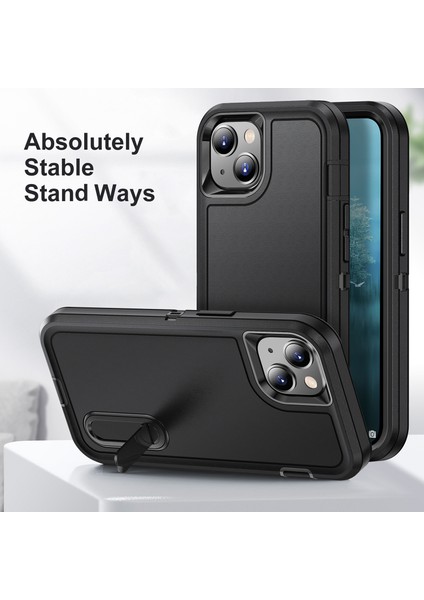 iPhone 15 Şok Geçirme Kılıf Anti-Drop Cep Telefonu Kickstand Kapak (Yurt Dışından)