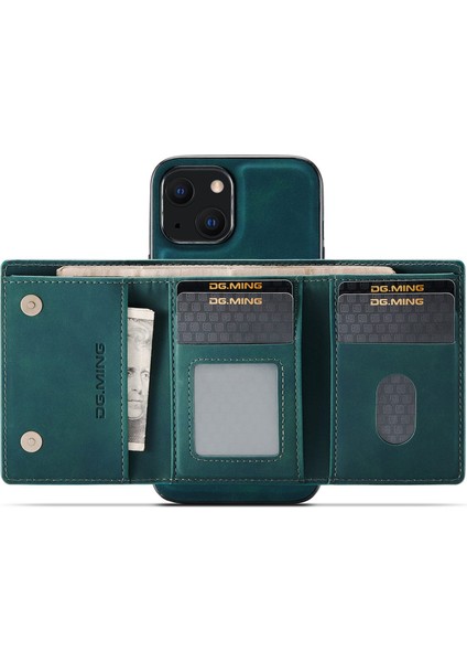 iPhone 15 Pc+Tpu+Pu Manyetik Cüzdan Telefon Kabuğu Anti-Drop Kickstand Case (Yurt Dışından)