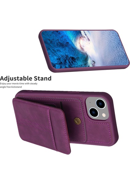 iPhone 15 Kickstand Case Mat Pu Deri Kaplamalı Tpu Telefon Kapağı (Yurt Dışından)