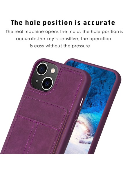 iPhone 15 Kickstand Case Mat Pu Deri Kaplamalı Tpu Telefon Kapağı (Yurt Dışından)