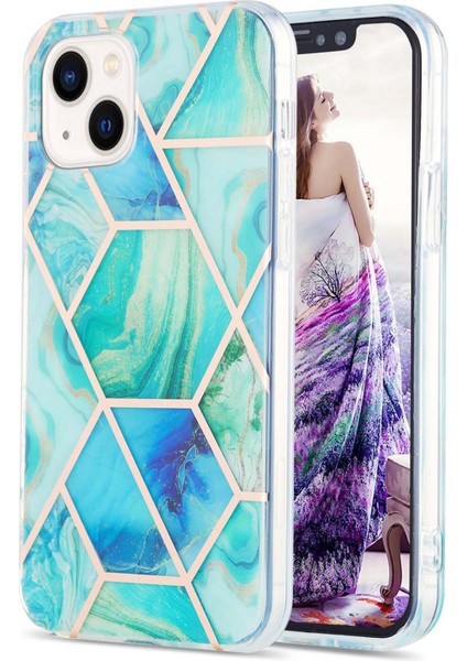 iPhone 15 Çift Taraflı Elektrapılaşma Mermer Deseni Imd Iml Yumuşak Tpu Telefon Kılıfı (Yurt Dışından)