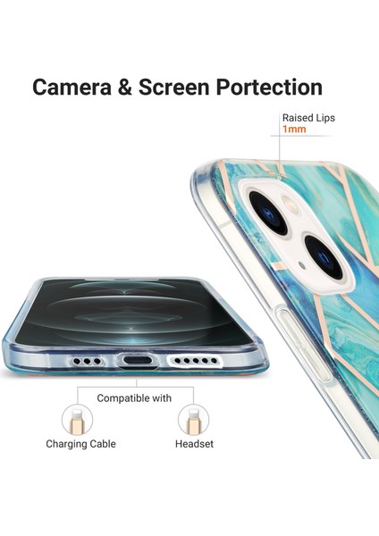 iPhone 15 Çift Taraflı Elektrapılaşma Mermer Deseni Imd Iml Yumuşak Tpu Telefon Kılıfı (Yurt Dışından) modelleri