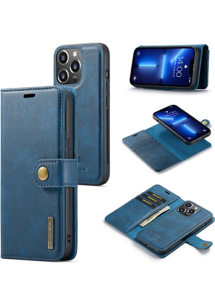 iPhone 15 Pro Telefon Kılıfı Şok Geçirmez Deri Deri Çıkarılabilir Manyetik Telefon Kabuğu Cüzdan Stand Kapağı (Yurt Dışından)