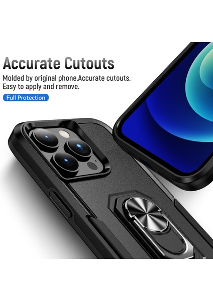 iPhone 15 Pro Drop-Damalı Arka Kapak Pc+Tpu Telefon Kılıfı ile Ring Kickstand (Yurt Dışından) fırsatları