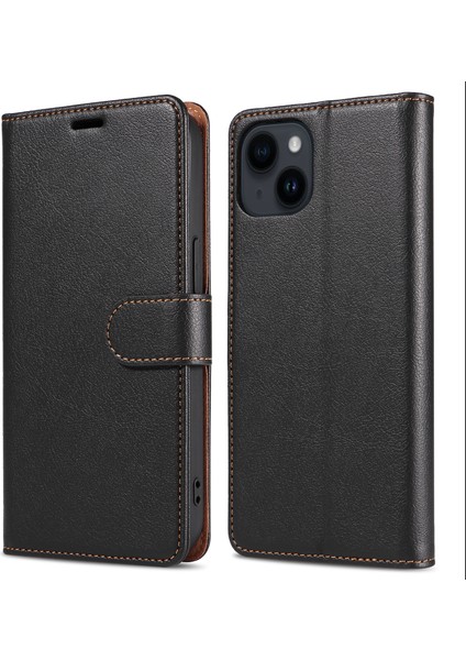 iPhone 15 Rfıd Engelleme Cüzdanı Manyetik Kapatma Telefon Kılıfı Pu Deri Stand Kapağı (Yurt Dışından)