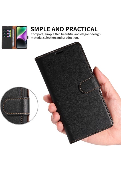 iPhone 15 Rfıd Engelleme Cüzdanı Manyetik Kapatma Telefon Kılıfı Pu Deri Stand Kapağı (Yurt Dışından)