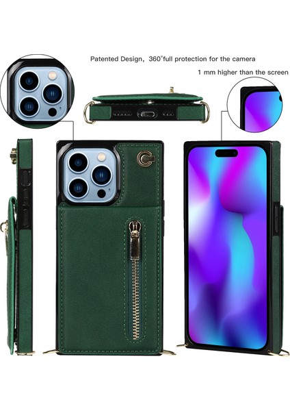 iPhone 15 Pro Anti-Düşme Kapak Pu Deri + Tpu Fermuar Cüzdan Kickstand Telefon Kılıfı ile Askı (Yurt Dışından) indirimleri
