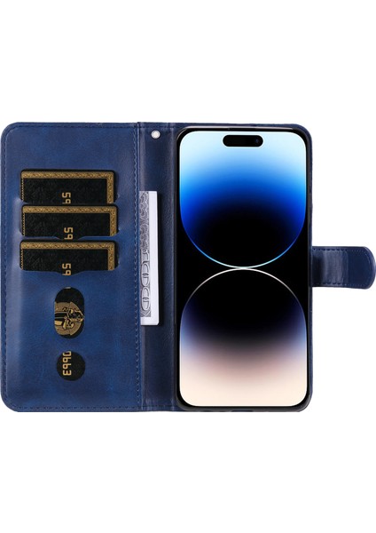 iPhone 15 Pro Buzağı Dokulu Telefon Kılıfı Fermuarlı Cüzdan Katlanabilir Stand Anti-Scratch Cep Telefonu Kapağı (Yurt Dışından) modelleri