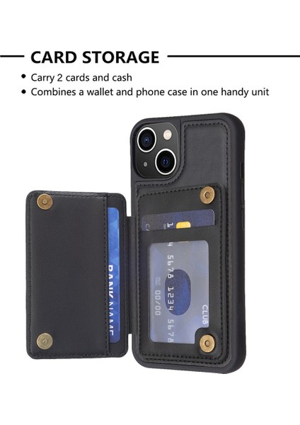 iPhone 15 Tpu+Pu Deri Kılıf, Cep Telefonu Kapağı Kickstand Card Yuvası Telefon Kabuğu (Yurt Dışından)